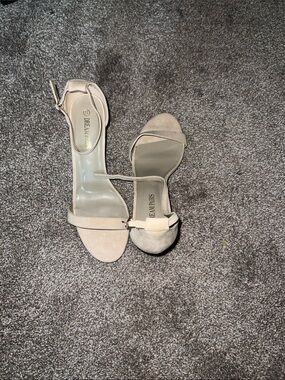 BRAND NEW Neutral Beige Suede Open-Toe Ankle-Strap Heels